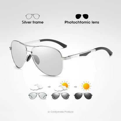 PilotVision - Photochromic Polarized Shades by The Nevermore – Unique Sunglasses by Nevermore Lifestyle & Tech | Original Silver Frame - Gray