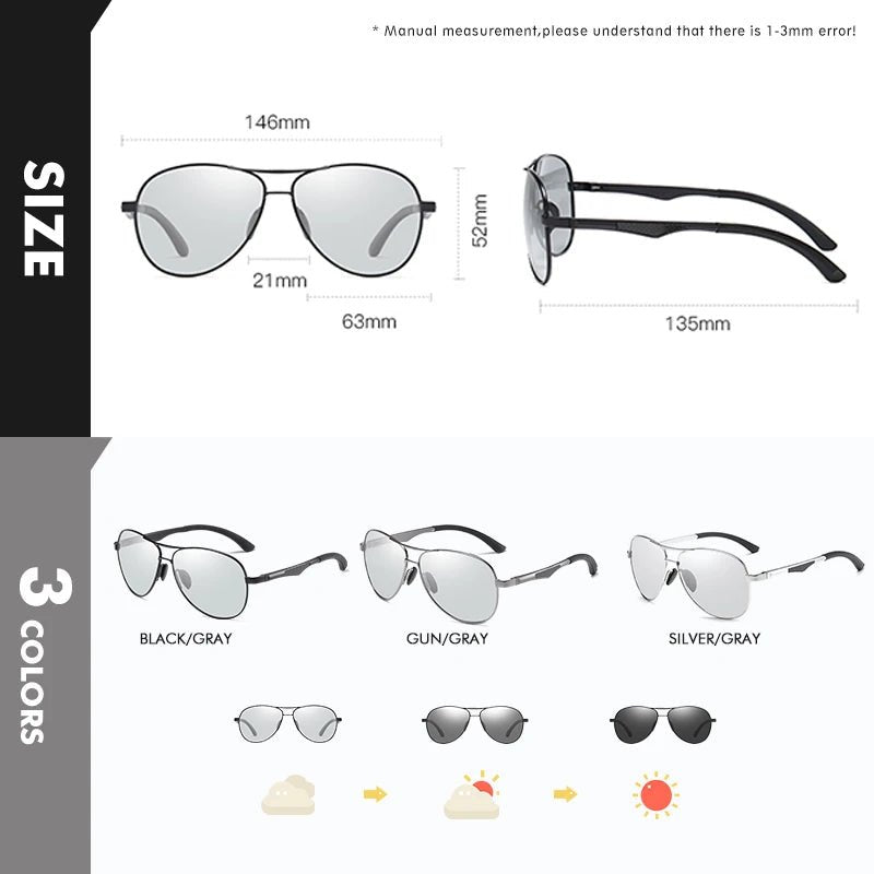 PilotVision - Photochromic Polarized Shades by The Nevermore – Unique Sunglasses by Nevermore Lifestyle & Tech | Original Silver Frame - Gray