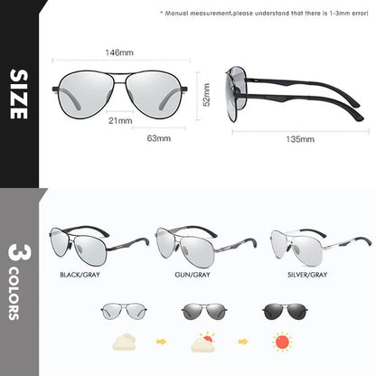 PilotVision - Photochromic Polarized Shades by The Nevermore – Unique Sunglasses by Nevermore Lifestyle & Tech | Original Silver Frame - Gray
