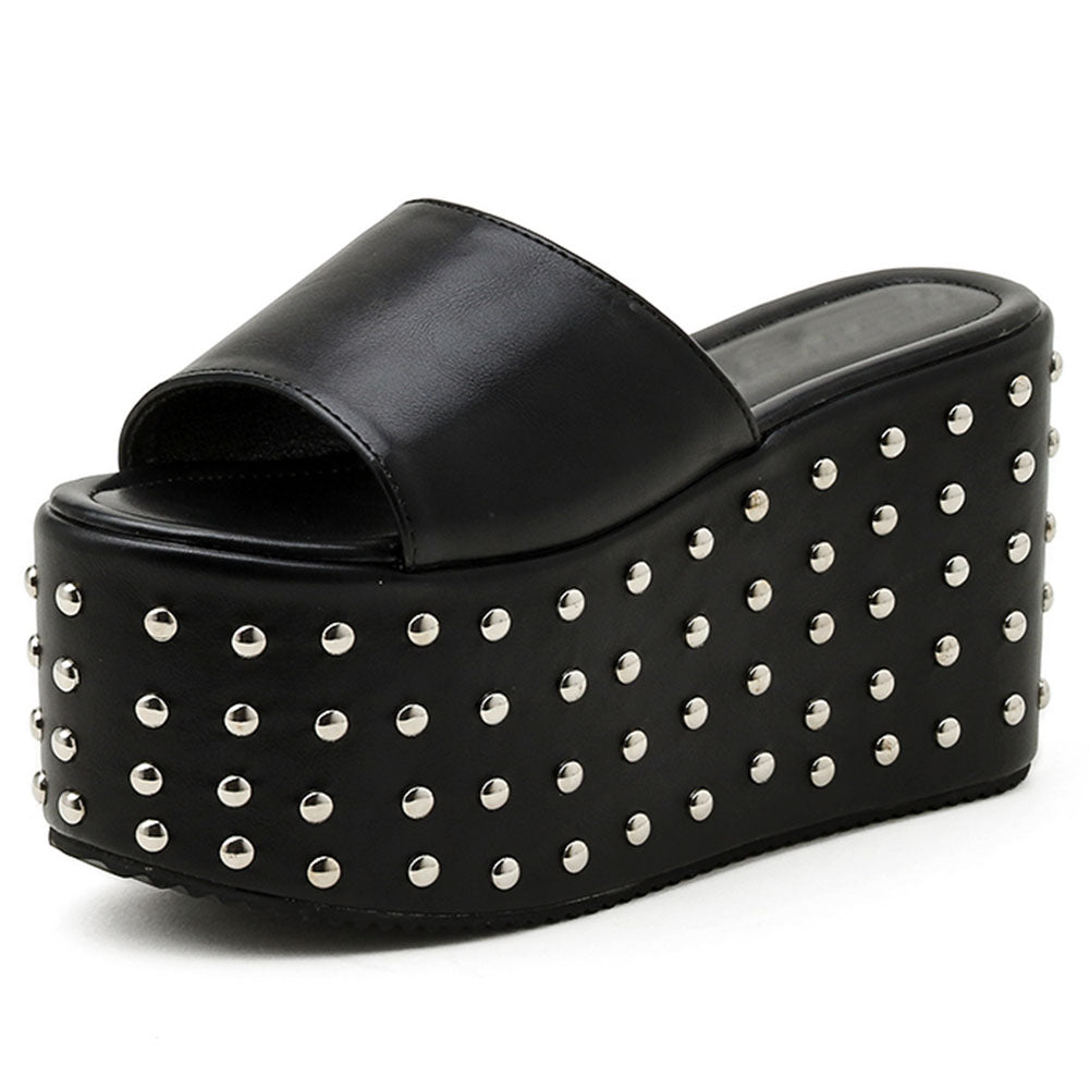 Platform Rivet - Women's Edgy Slippers and Sandals by The Nevermore