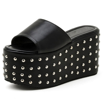 Platform Rivet - Women's Edgy Slippers and Sandals by The Nevermore