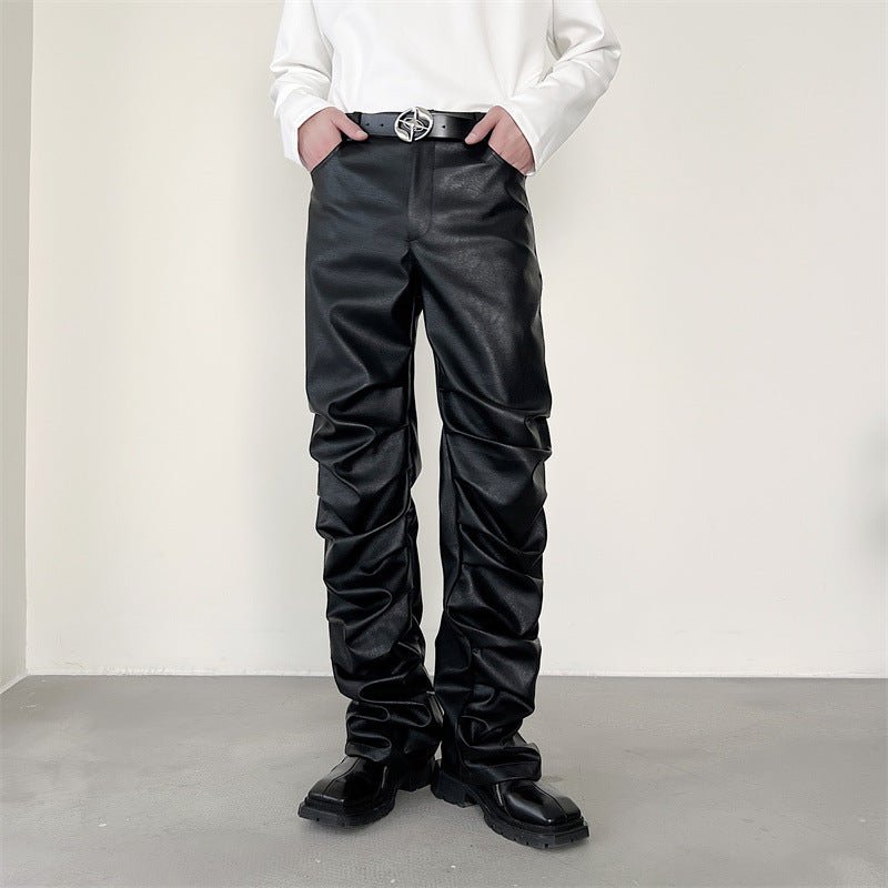 Pleated Leather Pants - The Nevermore Pants for Man – Unique Pants by Nevermore Lifestyle & Tech | L Black