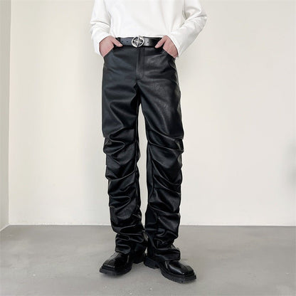 Pleated Leather Pants - The Nevermore Pants for Man – Unique Pants by Nevermore Lifestyle & Tech | L Black