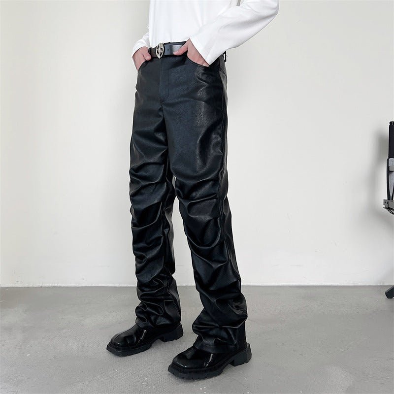 Pleated Leather Pants - The Nevermore Pants for Man – Unique Pants by Nevermore Lifestyle & Tech | L Black