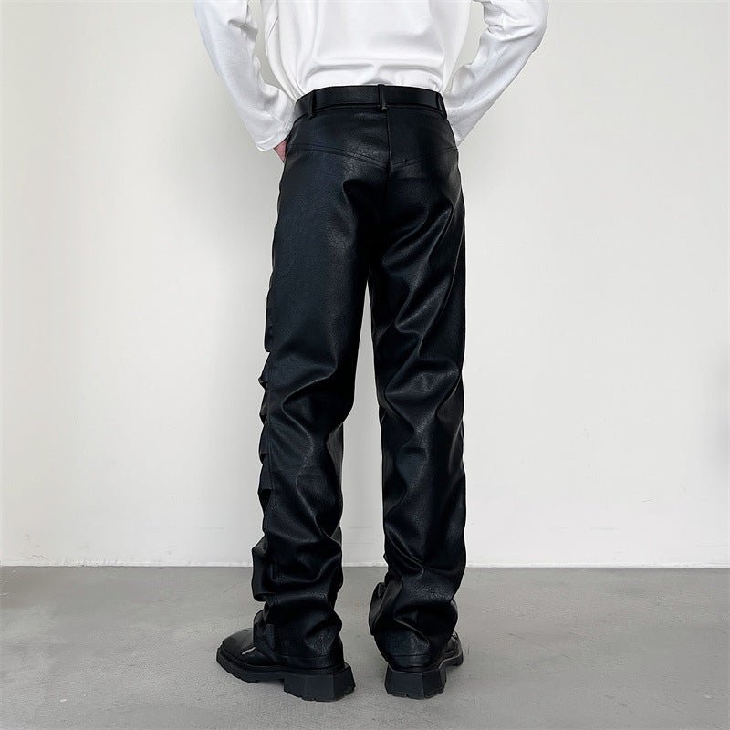 Pleated Leather Pants - The Nevermore Pants for Man – Unique Pants by Nevermore Lifestyle & Tech | L Black