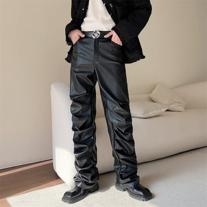 Pleated Leather Pants - The Nevermore Pants for Man – Unique Pants by Nevermore Lifestyle & Tech | L Black