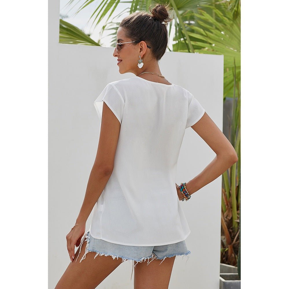 PolyBlend Chic - Polyester Blouse by The Nevermore – Unique Blouses by Nevermore Lifestyle & Tech | L White