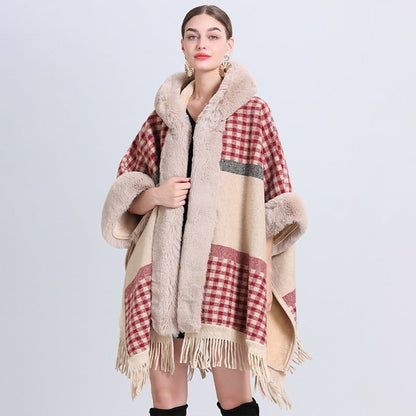 Posey Collier - Thick Velvet Cape by The Nevermore – Unique Capes by Nevermore Lifestyle & Tech | Average Size Small Red Plaid