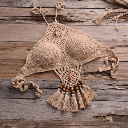 PrairieWhisper - Fringed Boho Swimsuit by The Nevermore – Unique Boho Swimwear by Nevermore Lifestyle & Tech | L 6902A Khaki