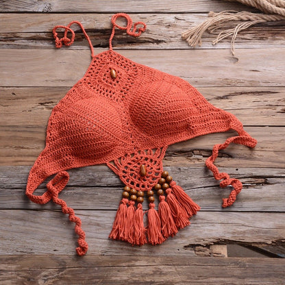 PrairieWhisper - Fringed Boho Swimsuit by The Nevermore – Unique Boho Swimwear by Nevermore Lifestyle & Tech | L 6902A Rusty Red