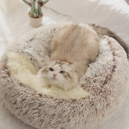 Dog And Cat Winter Warm Bed House for Pets Soft Long Plush - The Nevermore Pet Beds and Furniture