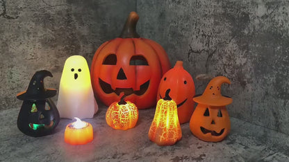 Halloween Pumpkin Lantern Simulation LED Candle Lamp Resin Luminous - The Nevermore Gothic Home Decor