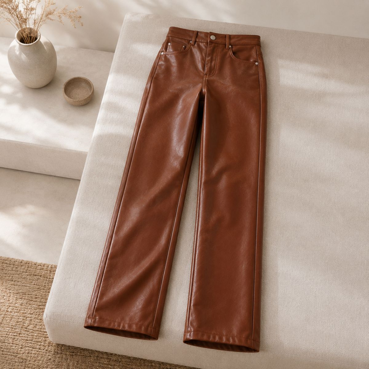 PU Leather Pants - Urban Muse by The Nevermore – Unique Pants for Women by The Nevermore | L Brown