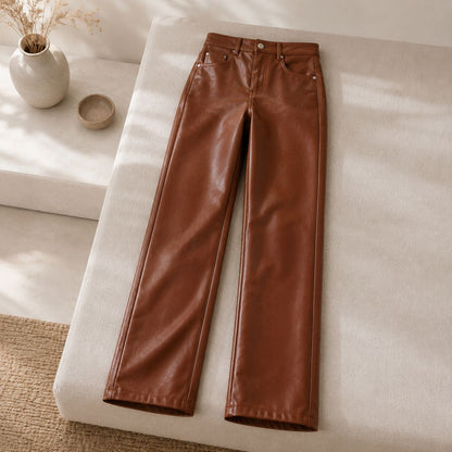 PU Leather Pants - Urban Muse by The Nevermore – Unique Pants for Women by The Nevermore | L Brown
