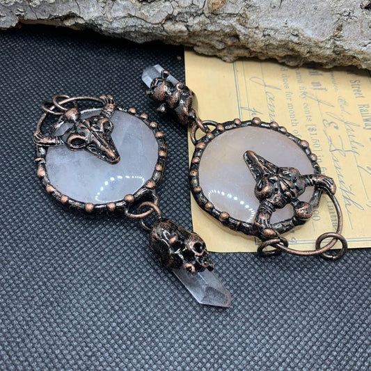 Rainbowbelle - Vintage Ox Head Pendant by The Nevermore – Unique Jewelry by Nevermore Lifestyle & Tech | White Crystal Ox Head