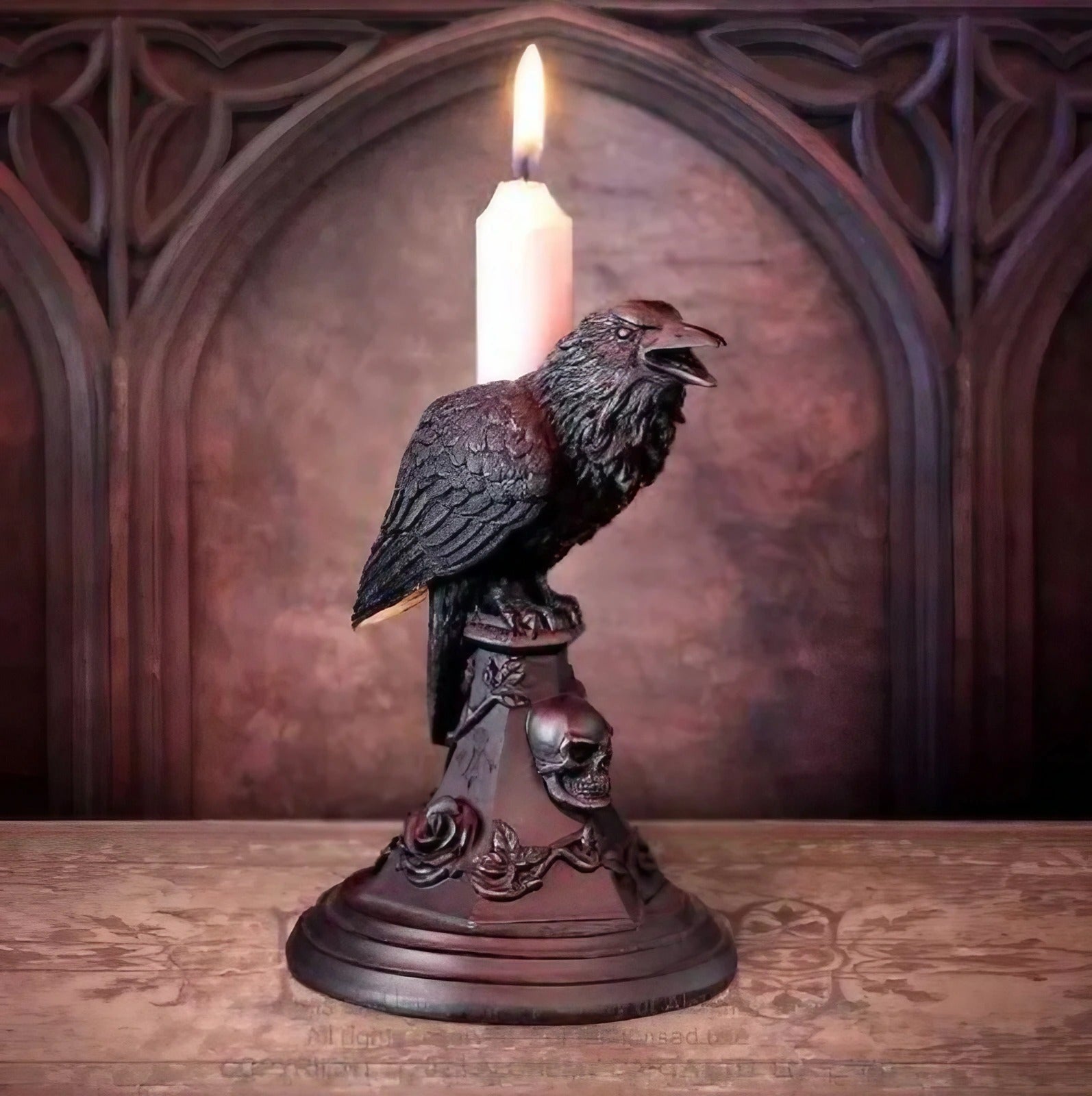 Raven - The Nevermore Gothic Candle Holder Ornament – Unique Home Decor by Nevermore Lifestyle & Tech | Crow