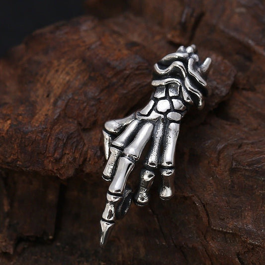 Rebel’s Wrath - Gothic Skeletal Hand Pendant by The Nevermore – Unique Gothic Jewelry by Nevermore Lifestyle & Tech | 925 Silver Single Pendant