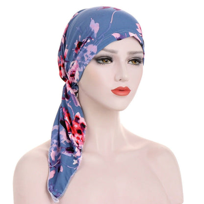 Red Brook - Floral Headscarf by The Nevermore – Unique Boho Accessories by Nevermore Lifestyle & Tech | Light Blue