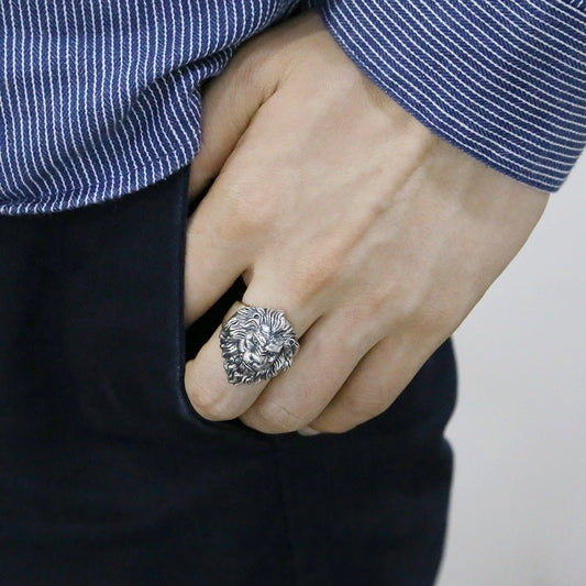 Reign Outlaw - The Nevermore Gothic Ring - 925 Sterling Silver Lion for Men – Unique Gothic Jewelry by Nevermore Lifestyle & Tech | One Size Silver