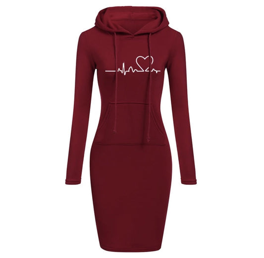 Remedy Red - Fleece Hoodie Dress by The Nevermore – Unique Dresses by Nevermore Lifestyle & Tech | 2XL Red