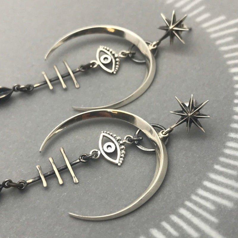 Remus Eclipse - The Nevermore Gothic Earrings Devil's Eye Ancient Silver Moon – Unique Gothic Jewelry by Nevermore Lifestyle & Tech | Silver