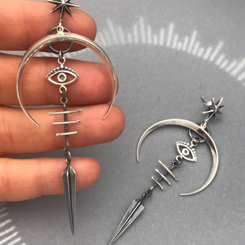Remus Eclipse - The Nevermore Gothic Earrings Devil's Eye Ancient Silver Moon – Unique Gothic Jewelry by Nevermore Lifestyle & Tech | Silver