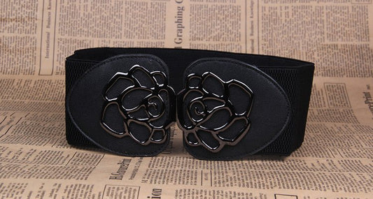 Rose Flower – PU Belt Double Buckle by The Nevermore – Unique Belts by Nevermore Lifestyle & Tech | 60to80 Black