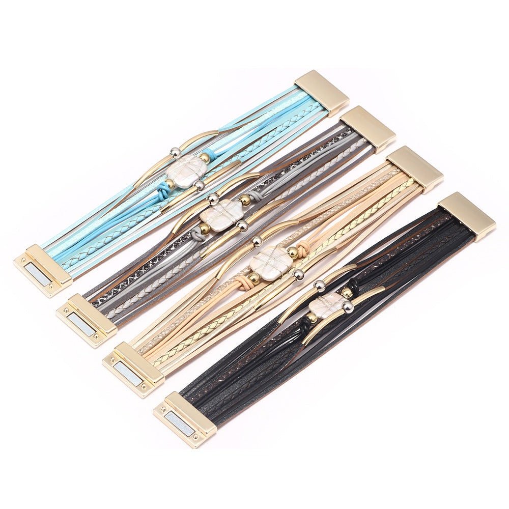 Rustic Horizon - Leather Bracelet by The Nevermore – Unique Bracelets by Nevermore Lifestyle & Tech | Black