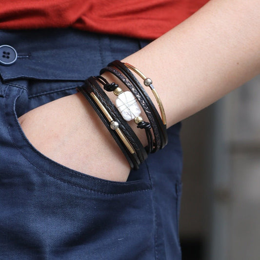 Rustic Horizon - Leather Bracelet by The Nevermore – Unique Bracelets by Nevermore Lifestyle & Tech | Black