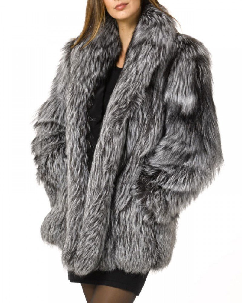 Sabrina Hayes – Mid - Length Faux Fur Coat by The Nevermore – Unique Fur Coats for Women by Nevermore Lifestyle & Tech | 3XL Black back