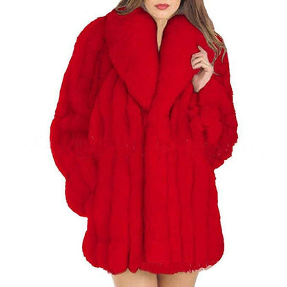 Sabrina Hayes – Mid - Length Faux Fur Coat by The Nevermore – Unique Fur Coats for Women by Nevermore Lifestyle & Tech | 3XL Red