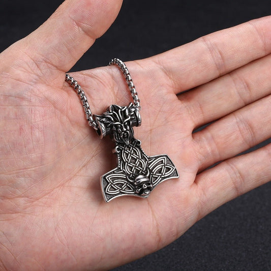 Sacred Hammer - The Nevermore Gothic Stainless Steel Pendant Necklace