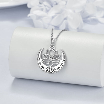 Sacred Lotus Emblem - The Nevermore yoga Pendant Necklace sterling silver