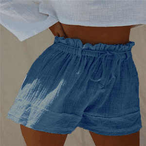 Sage Dusk high-waist cotton shorts – blue