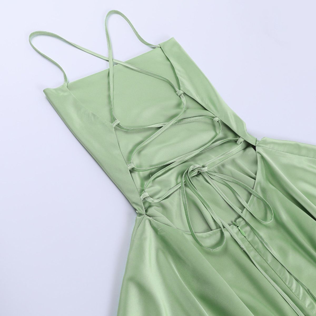 Satin A-Line Mini Dress - Emerald Desire by The Nevermore – Unique Dresses by The Nevermore | L Black Silver Straps