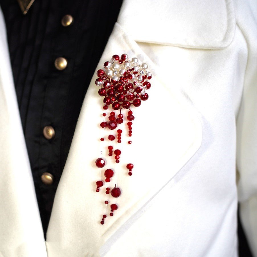 Scarlet Illusion Bite Mark Blood Pearls - The Nevermore Gothic Brooch for Women – Unique Jewelry by Nevermore Lifestyle & Tech | Brooch