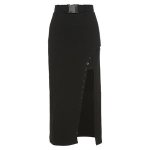 Scarletmoon - The Nevermore Gothic High Waist Bag Hip Skirt With Irregular Slits – Unique Gothic Fashion for Women by Nevermore Lifestyle & Tech | L Black