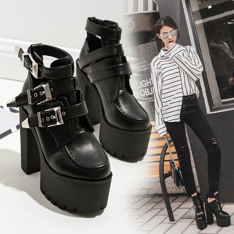 Scary Black - Waterproof Platform Gothic Boots by The Nevermore – Unique Gothic Fashion for Women by Nevermore Lifestyle & Tech | 34 Black