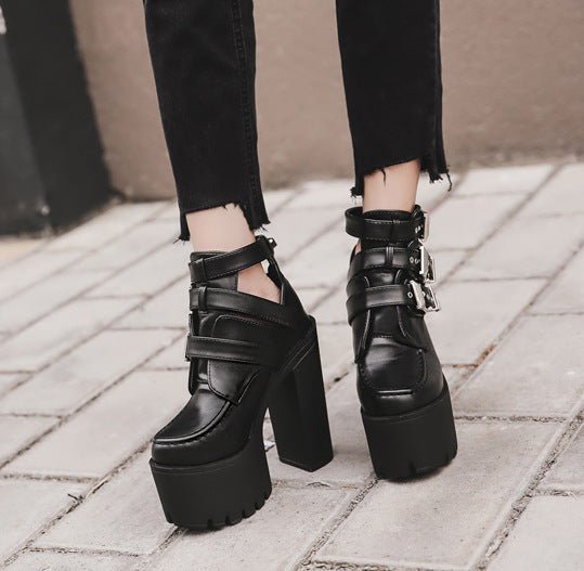 Scary Black - Waterproof Platform Gothic Boots by The Nevermore – Unique Gothic Fashion for Women by Nevermore Lifestyle & Tech | 34 Black