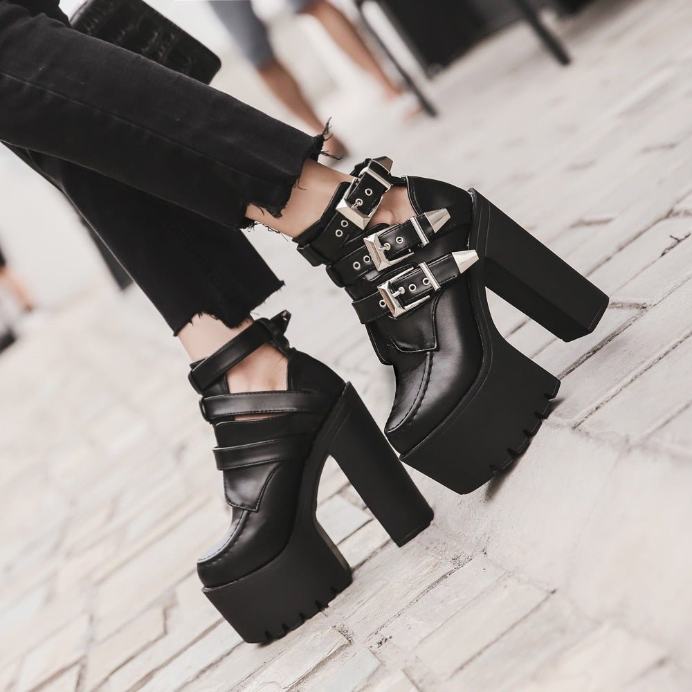 Scary Black - Waterproof Platform Gothic Boots by The Nevermore – Unique Gothic Fashion for Women by Nevermore Lifestyle & Tech | 34 Black