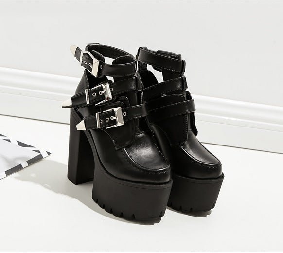 Scary Black - Waterproof Platform Gothic Boots by The Nevermore – Unique Gothic Fashion for Women by Nevermore Lifestyle & Tech | 34 Black