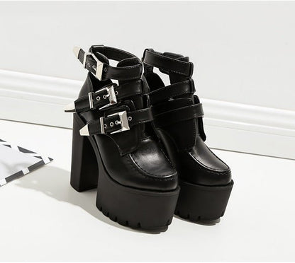 Scary Black - Waterproof Platform Gothic Boots by The Nevermore – Unique Gothic Fashion for Women by Nevermore Lifestyle & Tech | 34 Black