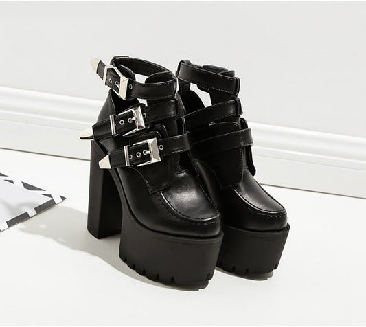 Scary Black - Waterproof Platform Gothic Boots by The Nevermore – Unique Gothic Fashion for Women by Nevermore Lifestyle & Tech | 34 Black