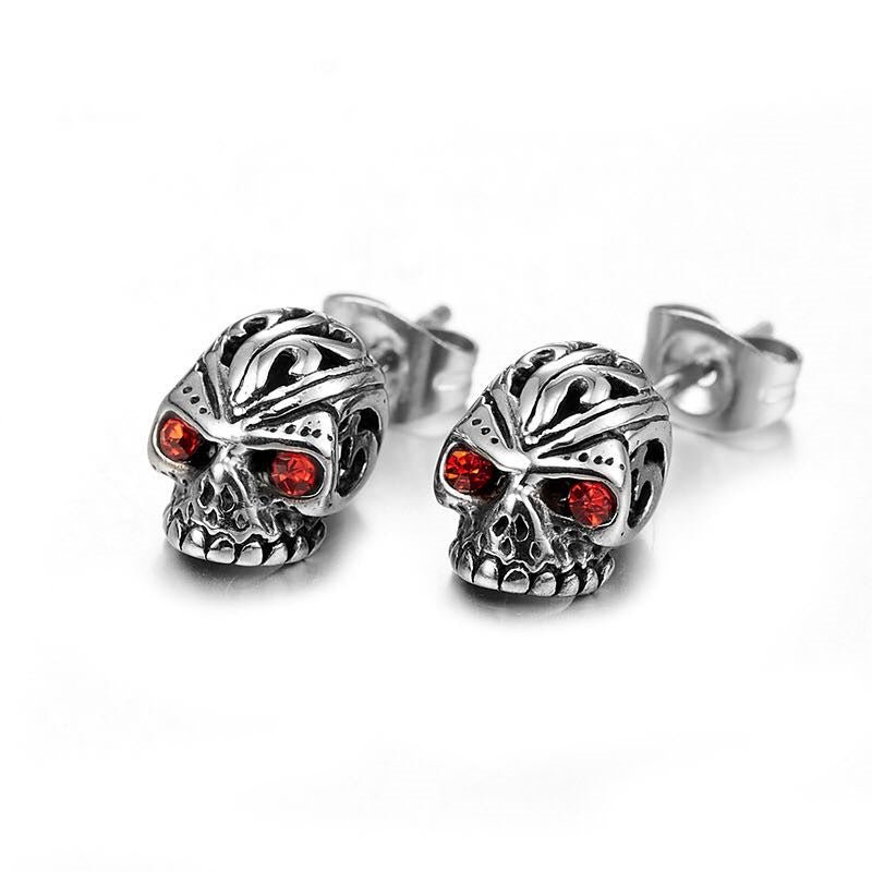 Sebastian Grimsbane Skull - The Nevermore Gothic Earrings – Unique Gothic Jewelry by Nevermore Lifestyle & Tech | Red