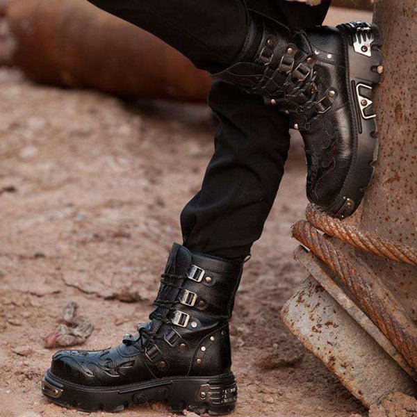 Seras Garcia - Gothic Mid - To - High Boots by The Nevermore – Unique Shoes by Nevermore Lifestyle & Tech | 36 Black Cotton