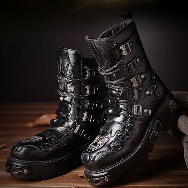 Seras Garcia - Gothic Mid - To - High Boots by The Nevermore – Unique Shoes by Nevermore Lifestyle & Tech | 36 Black Cotton