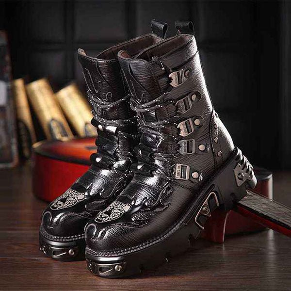 Seras Garcia - Gothic Mid - To - High Boots by The Nevermore – Unique Shoes by Nevermore Lifestyle & Tech | 36 Black Cotton