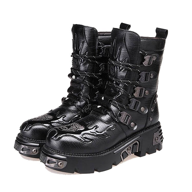 Seras Garcia - Gothic Mid - To - High Boots by The Nevermore – Unique Shoes by Nevermore Lifestyle & Tech | 36 Black Cotton
