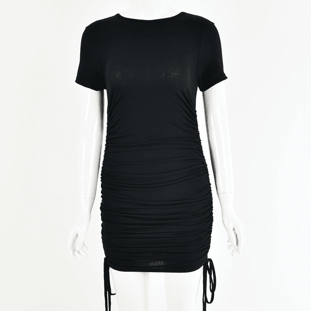 Serene Haven - Cotton Short - Sleeve Dress by The Nevermore – Unique Dresses by Nevermore Lifestyle & Tech | L Black