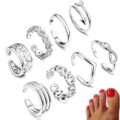 Set of Foot Toe Rings 001 - The Nevermore Foot Rings – Unique by Nevermore Lifestyle & Tech | White